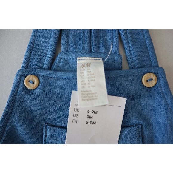 H&M Baby Boy Sz 9M (6-9M) Bright Blue/Green 2-Pack Cotton, French Terry Overalls - Picture 10 of 12